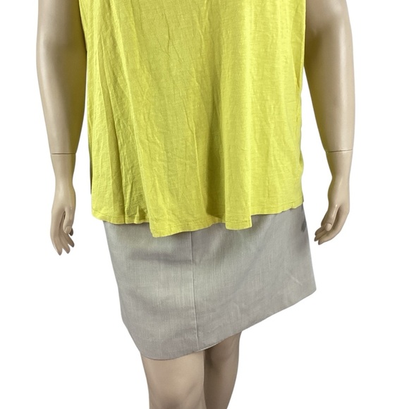 Eileen Fisher Organic Cotton V-Neck Short Sleeve Top Yellow 2X - Picture 3 of 7